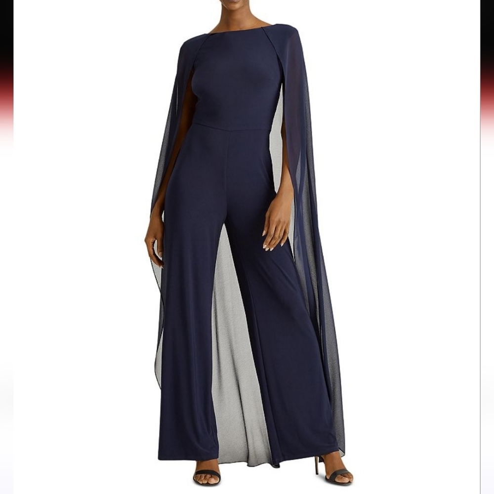 Ralph Lauren Navy Jumpsuit with Sheer Overlay